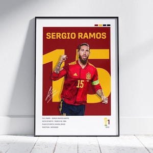 Sergio Ramos - Spain Soccer Poster: Sports Bedroom Wall Art (Digital Download)