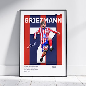 Digital Antoine Griezmann Poster, Atlético Madrid Poster, Soccer Wall Art, Soccer Player Poster, Griezmann poster,Griezmann Digital Download