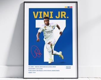 Vinícius Júnior Poster • Real Madrid Wall Art • Vini Jr Football Print • Vinícius Júnior • Soccer Room Decor • Digital Download