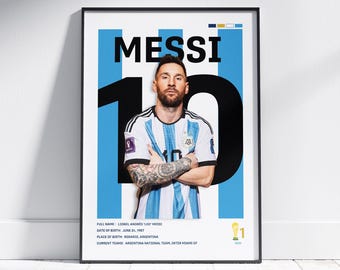 Lionel Messi Argentinas världsmästareaffisch | Fotbollskonst (digital nedladdning)
