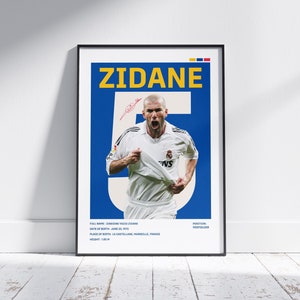 Pôster de Zinedine Zidane do Real Madrid: Impressão artística de futebol (download digital)