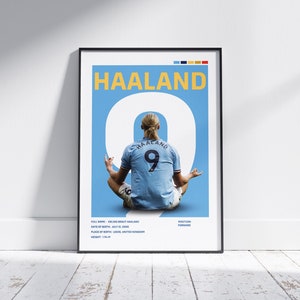 Digital Erling Haaland Poster, Manchester City Poster, Soccer Gifts, Sports Posters, Haaland Print, Football Player Poster, Man City
