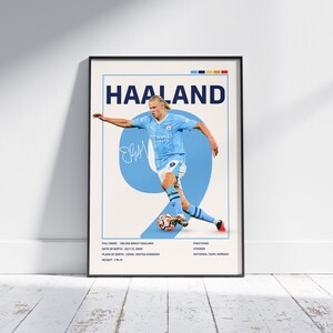 Erling Haaland Poster, Manchester City Poster, Soccer Gifts, Soccer Wall Art, Sports Posters, Haaland Print,Football Player Poster, Man City