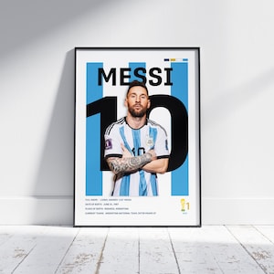 Lionel Messi Argentina Poster: Soccer Wall Art Print (Digital Download, Multiple Sizes Included)