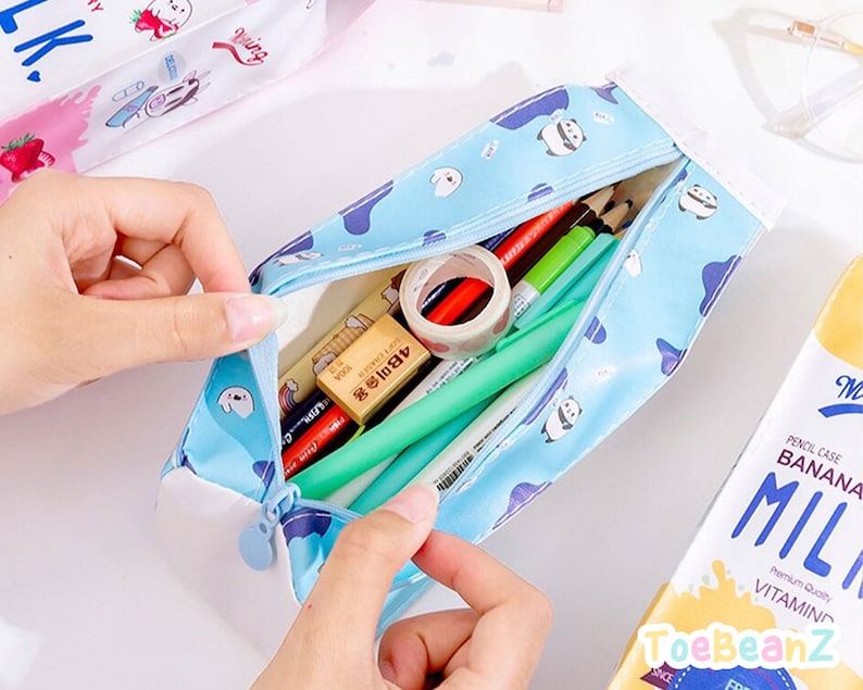 Kawaii Milk Carton Pencil Case Kawaii Stationery Back To School Supplies Office Supply Leather Korean Aesthetic Anime Manga Japan kitsch image 2