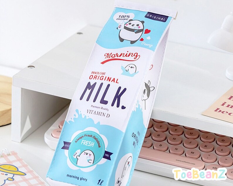 Kawaii Milk Carton Pencil Case Kawaii Stationery Back To School Supplies Office Supply Leather Korean Aesthetic Anime Manga Japan kitsch image 6