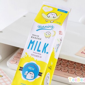 Kawaii Milk Carton Pencil Case Kawaii Stationery Back To School Supplies Office Supply Leather Korean Aesthetic Anime Manga Japan kitsch image 8