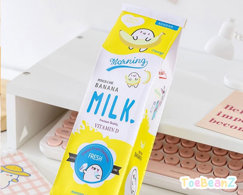 Kawaii Milk Carton Pencil Case Kawaii Stationery Back To School Supplies Office Supply Leather Korean Aesthetic Anime Manga Japan kitsch image 8