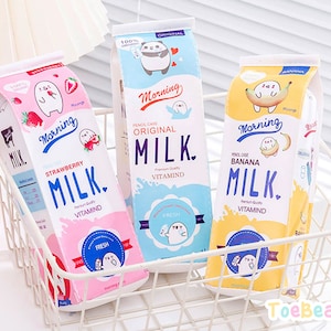 Kawaii Milk Carton Pencil Case Kawaii Stationery Back To School Supplies Office Supply Leather Korean Aesthetic Anime Manga Japan kitsch image 1