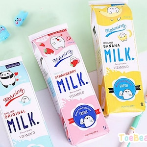 Kawaii Milk Carton Pencil Case Kawaii Stationery Back To School Supplies Office Supply Leather Korean Aesthetic Anime Manga Japan kitsch image 9