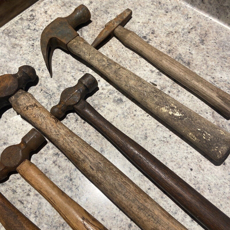 Lot of Seven Vintage Hammers Rustic Aged for Collectors Etsy