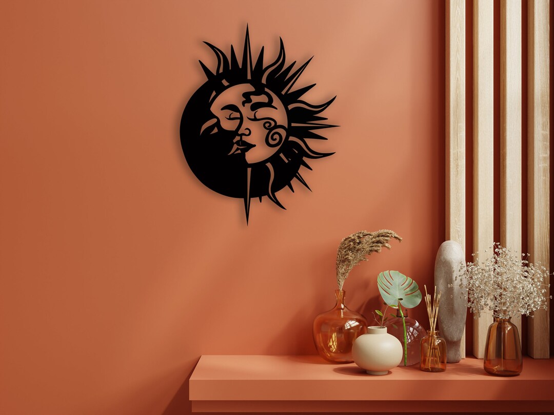 Moon & Sun Wall Art Moon and Sun Wooden Wall Decor Moon and Etsy