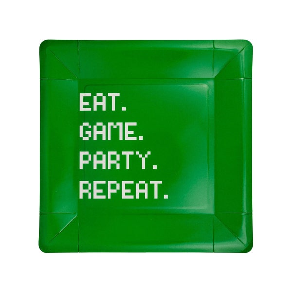 Video Game Plate, Gamer Party, Video Game Party, Game On Celebration, Level Up Plate, Kids Birthday Party, Green Plate