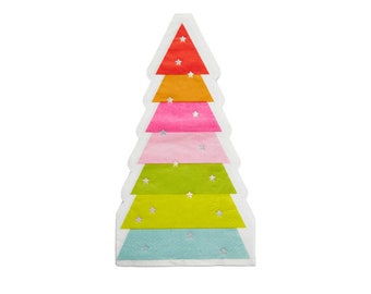 Rainbow Holiday Tree Napkins, Christmas Tree Napkins, Merry and Bright Napkins, Pink Christmas Napkins, Christmas Party Napkins