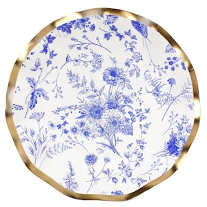 American Floral Salad Plate, Patriotic Birthday Party, Independence BBQ, American Birthday Party, Gold Foil Plate