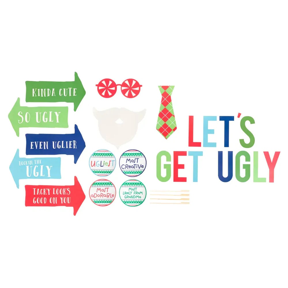 Ugly Christmas Sweater Party Decorating Kit Lets Get Ugly Holiday Party Decorating Kit Christmas Party Photo Props Holiday