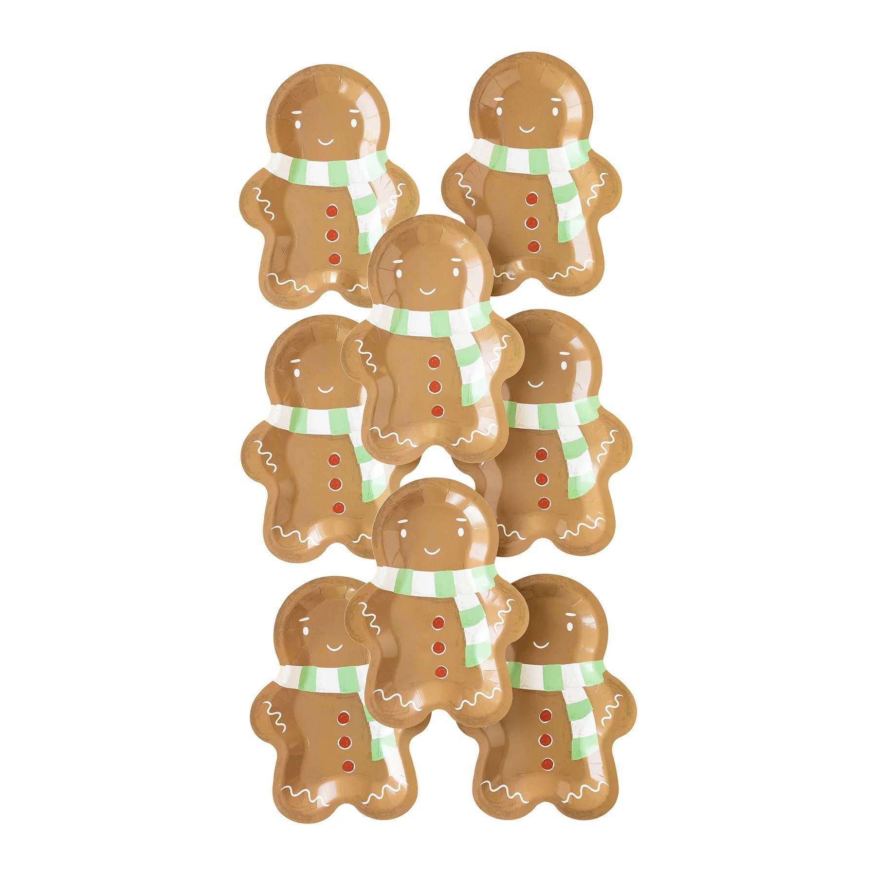 Gingerbread Man With Scarf Shaped Plates, Holiday Dinner Plates