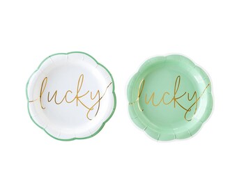 Lucky Plate Set, Saint Patrick Day Decor, Green St Patrick Plate, St Patrick Day Tableware, St Patrick's Day Party, Luck of the Irish Plate