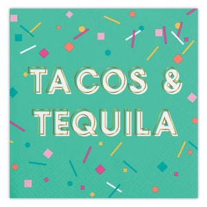 Tacos Beverage Napkin, Cinco de Mayo Party, Cinco Celebration, Taco Tuesday, Fiesta Celebration, Green Cocktail Napkin, Adult Birthday Party