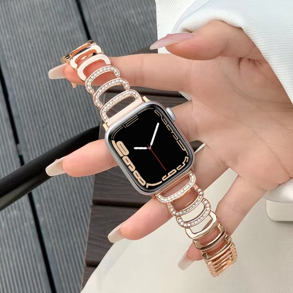 Bracelet de luxe en diamant pour Apple Watch, Ultra Bling, 49 45 44 42 41 40 38mm, iWatch série 9 8 7 6 5 4 3 2 1 SE