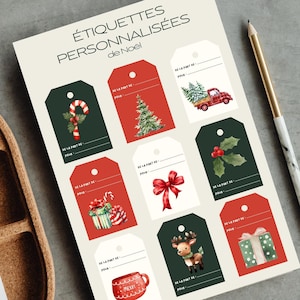 Instant Digital Download Christmas Gift Tags for Last Minute Gifts, Quick Gift Tags in French