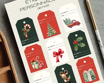 Download digital instantâneo de etiquetas para presentes de Natal para presentes de última hora, etiqueta rápida para presentes em francês