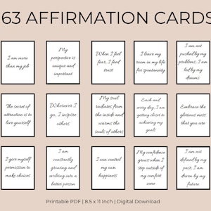 63 carte di affermazione stampabili, mazzo di carte, PDF positivo, kit di manifestazione, scheda visione stampabile