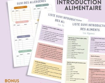 Baby Food Tracker List - Purees, BLW, Allergens, Food Log, First Meal - Solid Introduction Guide.