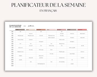 Downloadbare weekplanner in het Frans – invulbare en afdrukbare PDF – Dagelijkse + wekelijkse agenda met takenlijst