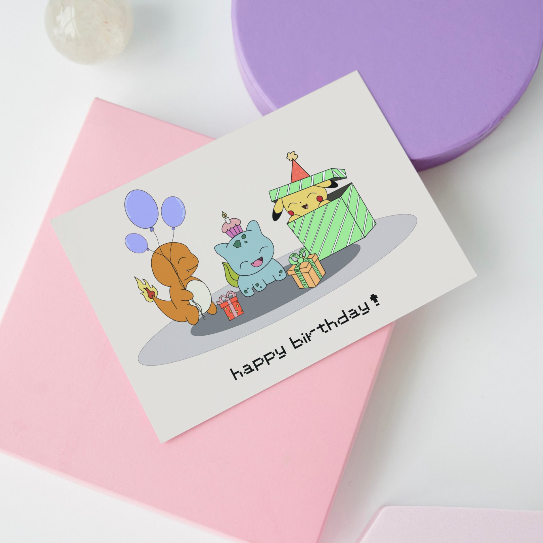 Minimalistic Pokemon Birthday Card Digital Download Pokemon Birthday