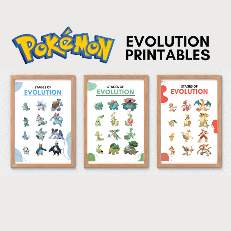 Pokemon Evolution Wall Poster Bundle Printable Pokemon - Etsy