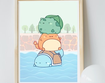 Pokemon Chubby Starters Nursery Wall Poster Printable, Pokemon Printable Wall Art, Pokemon Decor Wall Art, Pokemon DIGITAL DOWNLOAD