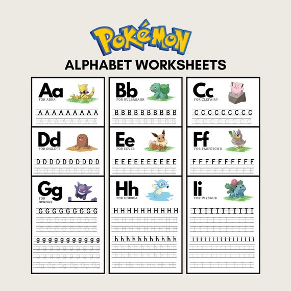 Pokemon Preschool Alphabet Worksheets, Pokemon Preschool Worksheets, Letter Practice Printable Letter Worksheets Homeschool