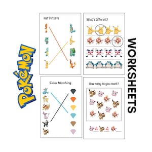 Más de 50 hojas de trabajo imprimibles para aprender Pokémon / Hojas de trabajo imprimibles para la educación en el hogar sobre Pokémon para preescolares: alfabeto y conteo / Hojas de trabajo para el aula de Pokémon