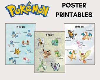 Pokemon Wall Poster Printable, Pokemon Printable Wall Art, Pokemon Decor Wall Art, Pokemon DIGITAL DOWNLOAD
