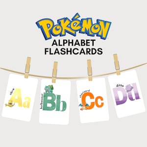 Pokemon Aprender Tarjetas ABC Imprimibles / Pokemon Homeschool Imprimibles Preescolar Guardería Alfabeto / Pokemon Classroom Letter ABCs Flashcards
