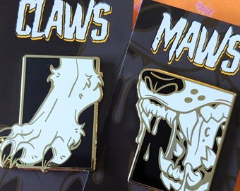 Maws and Claws Furry Mouth and Paw Hard Enamel Pins