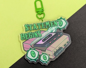 TMA Magnus Archives Inspired Statment Begins Tape Recorder Acrylic Charm Keychain