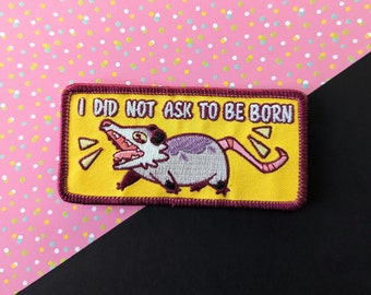 Existential Screaming Possum Embroidered Iron On Sew Patch