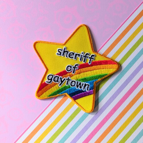 Sheriff of Gaytown Star Shaped Embroidered Iron On Sew Patch