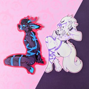 Tied Up Furries Set Demon Deer White Dog Armin Beaumont 10cm Vinyl Stickers