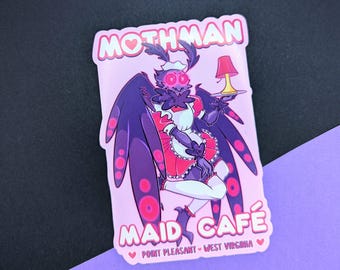 Mothman Maid Cafe Cryptid Kawaii 10cm Vinyl Sticker