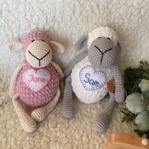 Personalized Crochet Lamb Cute Handmade Toy Baby Shower Gift Cottagecore Decoration Amigurumi  Kids Baby Room Decor First Birthday Gift Idea