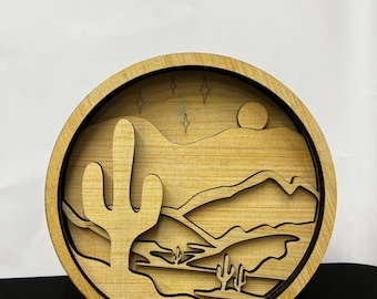 Desert Multi-layered State, Laser Cut File  Layered Art Piece For Laser SVG