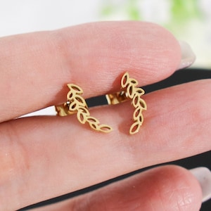 Titanium Leaves Stud Earrings Set, Non Tarnish, Implant Grade Titanium Waterproof Earrings, Earrings, Minimal Earrings