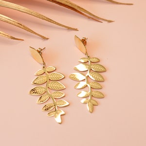 Titanium Large leaves Earrings, Non Tarnish Earrings, Implant Grade, Waterproof, Vintage Style Earrings, Minimal Earrings