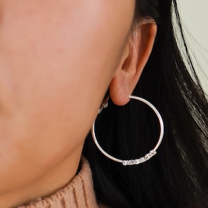 Titanium Rhinestones Large Hoop Earrings, Non Tarnish Earrings, Implant Grade Titanium Waterproof Earrings, Vintage Style Earrings, Minimal