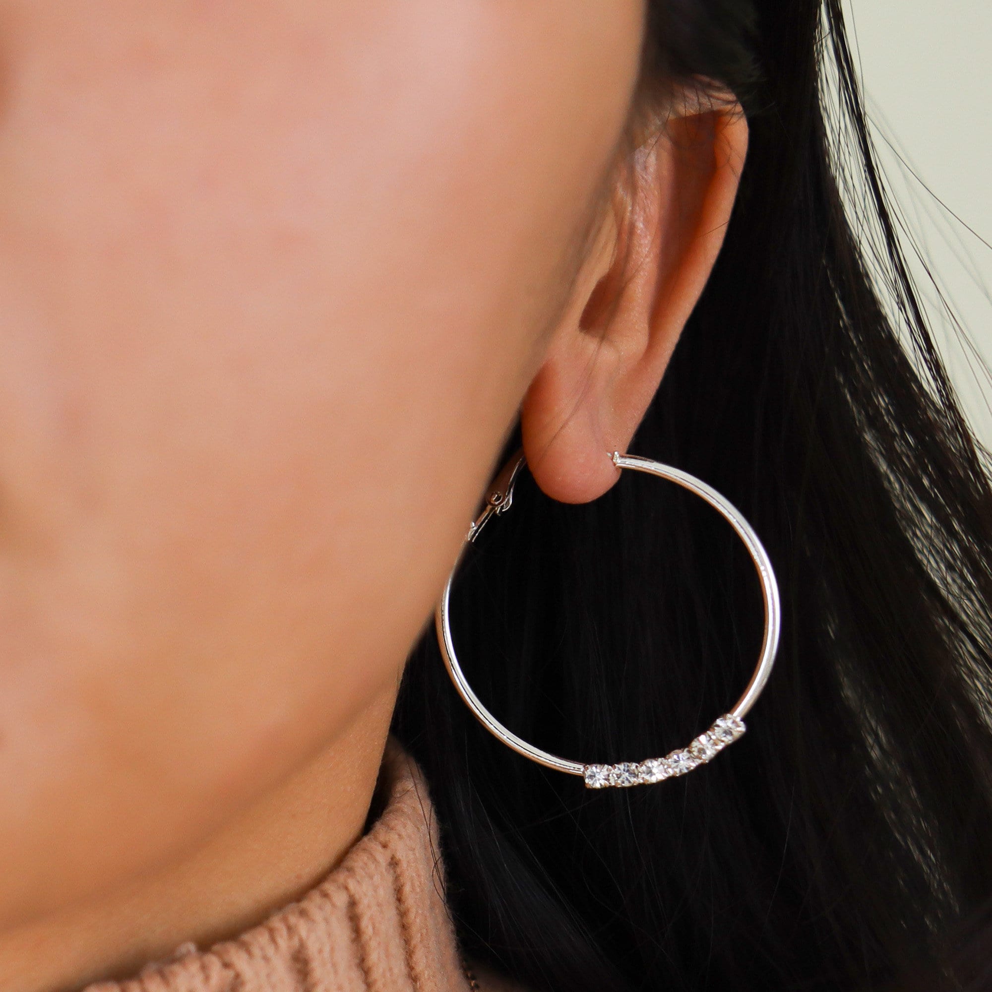 Titanium 4cm Large Pearl Rhinestones Stud Earrings, Non Tarnish Earrings, Implant Grade Titanium Waterproof Earrings, Vintage Style, Minimal