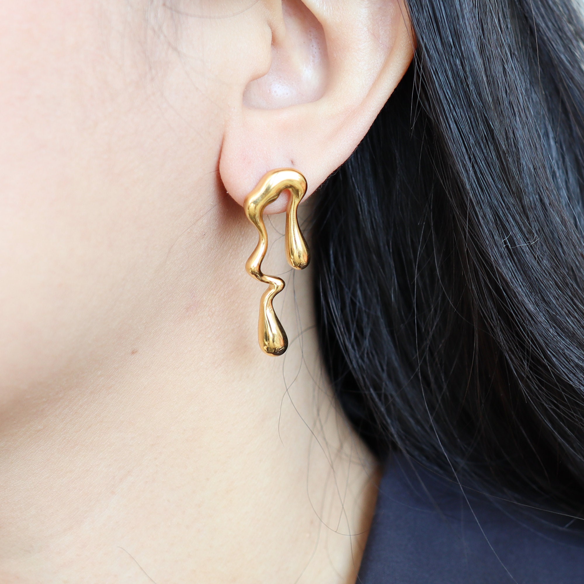 Set Orecchini A Perno Donna In Acciaio Inox Chirurgico Oro - Retro Piatto Ipoallergenici, Leggeri Per Piercing Multipli - 2