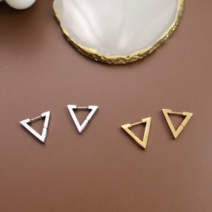 Titanium Triangle Hoop Earrings, Non Tarnish Earrings, Implant Grade Titanium Waterproof Earrings, Vintage Style Earrings, Minimal